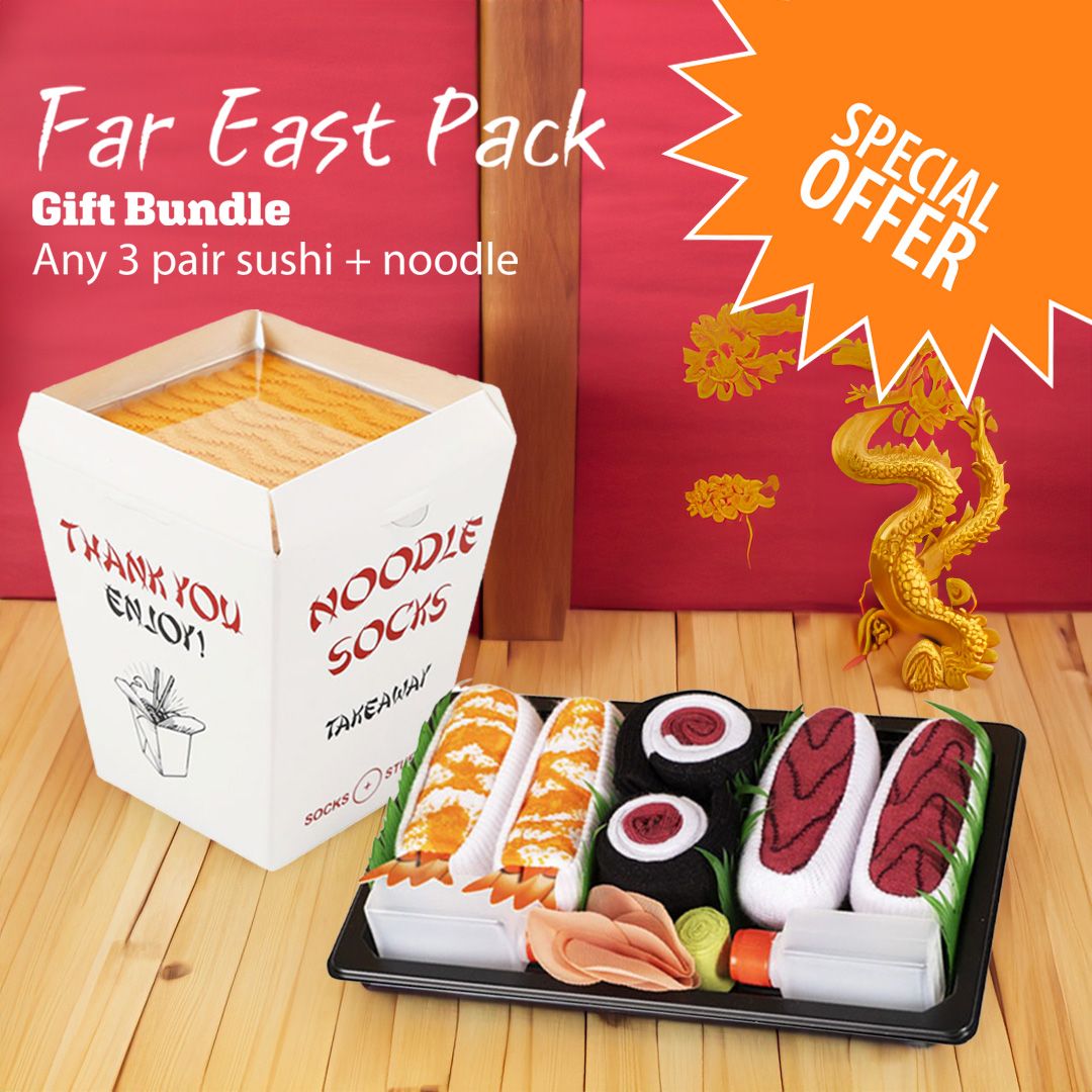 Gif Bundle Pack:Noodle+Three Pair Sushi Socks Box